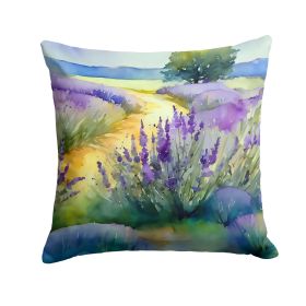 Lavender in Watercolor Throw Pillow Machine Washable, Indoor Outdoor Decorative Pillow for Couch, Bed or Patio, 18Hx18W