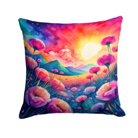 Colorful Dianthus Throw Pillow Machine Washable, Indoor Outdoor Decorative Pillow for Couch, Bed or Patio, 18Hx18W