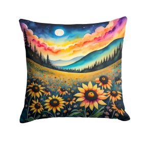 Colorful Black-eyed Susans Throw Pillow Machine Washable, Indoor Outdoor Decorative Pillow for Couch, Bed or Patio, 18Hx18W