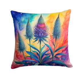Colorful Eryngium Throw Pillow Machine Washable, Indoor Outdoor Decorative Pillow for Couch, Bed or Patio, 18Hx18W