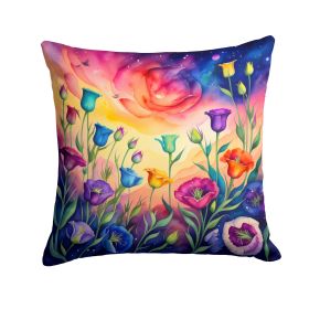 Colorful Lisianthus Throw Pillow Machine Washable, Indoor Outdoor Decorative Pillow for Couch, Bed or Patio, 18Hx18W