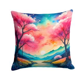 Colorful Cherry Blossoms Throw Pillow Machine Washable, Indoor Outdoor Decorative Pillow for Couch, Bed or Patio, 18Hx18W