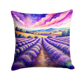 Colorful English Lavender Throw Pillow Machine Washable, Indoor Outdoor Decorative Pillow for Couch, Bed or Patio, 18Hx18W