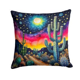 Colorful Queen of the Night Cactus Throw Pillow Machine Washable, Indoor Outdoor Decorative Pillow for Couch, Bed or Patio, 18Hx18W