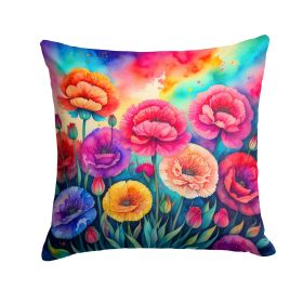 Colorful Carnations Throw Pillow Machine Washable, Indoor Outdoor Decorative Pillow for Couch, Bed or Patio, 18Hx18W