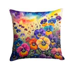 Colorful Pansies Throw Pillow Machine Washable, Indoor Outdoor Decorative Pillow for Couch, Bed or Patio, 18Hx18W