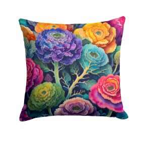 Colorful Ornamental Kale Throw Pillow Machine Washable, Indoor Outdoor Decorative Pillow for Couch, Bed or Patio, 18Hx18W