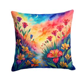 Colorful Alstroemerias Throw Pillow Machine Washable, Indoor Outdoor Decorative Pillow for Couch, Bed or Patio, 18Hx18W