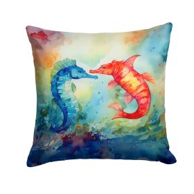 Seahorses Throw Pillow Machine Washable, Indoor Outdoor Decorative Pillow for Couch, Bed or Patio, 18Hx18W