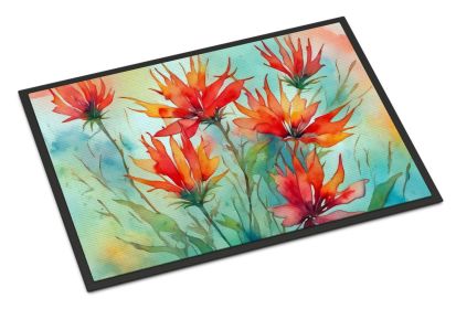 NEW Wyoming Indian Paintbrush in Watercolor Doormat Front Door Mat Indoor Outdoor Rugs for Entryway, Non Slip Washable Low Pile, 18H X 27W