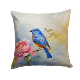 Bluebird Throw Pillow Machine Washable, Indoor Outdoor Decorative Pillow for Couch, Bed or Patio, 14Hx14W