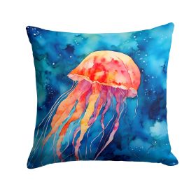 Jellyfish Throw Pillow Machine Washable, Indoor Outdoor Decorative Pillow for Couch, Bed or Patio, 14Hx14W
