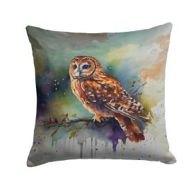 Tawny Owl Throw Pillow Machine Washable, Indoor Outdoor Decorative Pillow for Couch, Bed or Patio, 14Hx14W