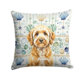 Goldendoodle Coastal Sea Glass Throw Pillow Decorative Indoor Outdoor Accent Cushion for Couch, Bed or Patio, 18Hx18W (Option: Default)