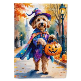Goldendoodle Halloween Trick or Treat House Flag Large Porch Sleeve Pole Decorative Outside Yard Banner Artwork Wall Hanging, Polyester, House Si (Option: Default)