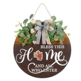Interchangeable Seasonal Welcome Sign For Front Door, Rustic Round Wood Wreath Decor For Spring, Summer, Fall And Winter (Option: MULTI)