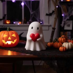 Halloween Ghost Figurine, Spooky Resin Ghost Statue, Cute Ghost Halloween Decoration for Home and Office Desktop Decor Display Ornaments (Option: Red Hear Ghost)
