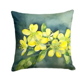 South Carolina Yellow Jessamine in Watercolor Throw Pillow Machine Washable, Indoor Outdoor Decorative Pillow for Couch, Bed or Patio, 18Hx18W (Option: Default)
