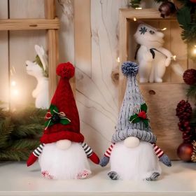 2pcs Red & Gray Gnome Figurine Set - Heavy-Duty Plastic/ Indoor Christmas & New Year Decorations, Sturdy Tabletop Shelf Decor with Gnomes for Hol (Option: redGrey)