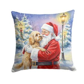 Cockapoo with Santa Claus Throw Pillow Decorative Indoor Outdoor Accent Cushion for Couch, Bed or Patio, 18Hx18W (Option: Default)