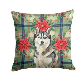 Agouti Siberian Husky Christmas PoinsettIas Throw Pillow Decorative Indoor Outdoor Accent Cushion for Couch, Bed or Patio, 14Hx14W (Option: Default)