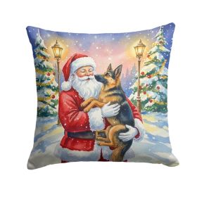 German Shepherd with Santa Claus Throw Pillow Decorative Indoor Outdoor Accent Cushion for Couch, Bed or Patio, 14Hx14W (Option: Default)