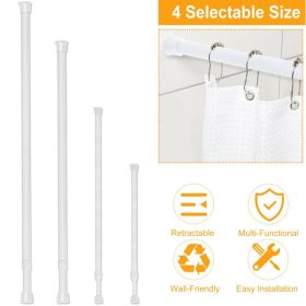 Tension Curtain Rod Spring Load Adjustable Curtain Pole Heavy-Duty Steel 4 Sizes for Bathroom Wardrobe Kitchen Balcony 50cm (Option: 50cm)