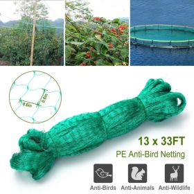 13x33ft Heavy-Duty PE Garden Netting, 430sqft Bird and Animal Protection, 0.6in x 0.6in Mesh, UV-Resistant, Multi-Purpose for Plants (Option: GREEN)