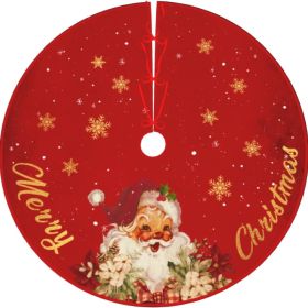 Christmas Tree Skirt Red And Gold Christmas Decorations - Xmas Tree Skirt Mat With Santa Claus Snowflake Pattern For Indoor Outdoor Merry Christm (Option: RED)