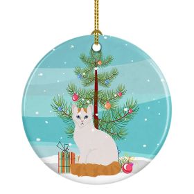 NEW Turkish Van Cat Christmas Ceramic Ornament Christmas Tree Hanging Decorations for Home Christmas Holiday, Party, Gift, 3 in, Multicolor (Option: Default)
