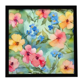 Alaska Forget-me-nots in Watercolor Framed Metal Print Bathroom, Kitchen, Office, Home Decor Wall Art Ready to Hang, Square, 8X8 (Option: Default)