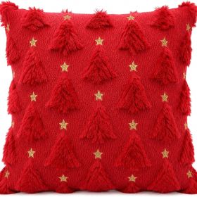 Christmas Decorations - Christmas Tree Red Pillow Covers 18x18 Inch (Option: RED)