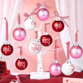 24Pcs Valentines Day Ball Ornaments, 2.36Inch Red Pink White Hanging Balls for Tree, Letter Hanging Baubles Valentine's Day Party Supplies for We (Option: RED)