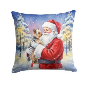 Yorkie with Santa Claus Throw Pillow Decorative Indoor Outdoor Accent Cushion for Couch, Bed or Patio, 14Hx14W (Option: Default)