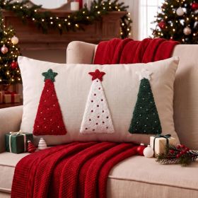 Christmas Pillow Covers 12x20 Christmas Tree Lumbar Pillow Case (Option: Red White Green)