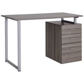 47" L Computer Desk Writing Table Workstation with Multi-Use Reversible File Drawers Metal Frame Home Office Furniture, Dark Wood Grain (Option: BROWN)