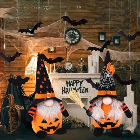 2 PCS Halloween Gnomes Plush Decor,Handmade Pumpkin Bat Ornaments Swedish Tomte Gnome Nisse Scandinavian Ornaments Elf Dwarf for Home Halloween D (Option: Halloween Gnome Decorations 02)