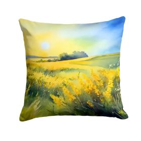 Nebraska Goldenrod in Watercolor Throw Pillow Machine Washable, Indoor Outdoor Decorative Pillow for Couch, Bed or Patio, 14Hx14W (Option: Default)