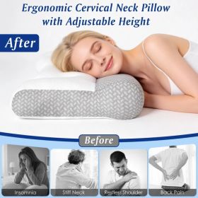 Contoured Dual-Height Bed Pillow with Ear Slot, Breathable Knit Mesh Cover, Down-Alternative Filling Pillow for Household Bedroom Sleeping (Option: High-1 pcs)