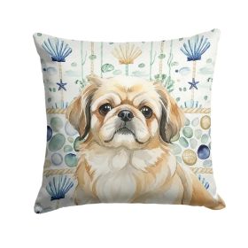 Fawn Pekingese Coastal Sea Glass Throw Pillow Decorative Indoor Outdoor Accent Cushion for Couch, Bed or Patio, 18Hx18W (Option: Default)