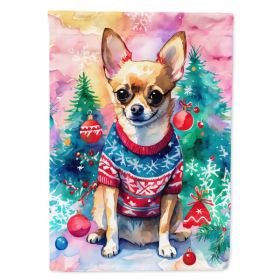 Chihuahua Christmas House Flag Large Porch Sleeve Pole Decorative Outside Yard Banner Artwork Wall Hanging, Polyester, House Size, Multicolor (Option: Default)