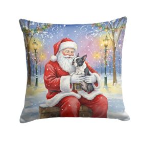 Boston Terrier with Santa Claus Throw Pillow Decorative Indoor Outdoor Accent Cushion for Couch, Bed or Patio, 14Hx14W (Option: Default)