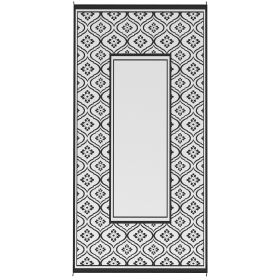 Reversible Outdoor Rug, Waterproof Plastic Straw With Carry Bag, 9 X 18, Black & White Gourd Border (Option: black)