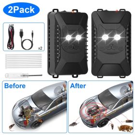 2 Packs Under Hood Ultrasonic Rodent Repellent Mouse Wildcat Control Portable Rodent Chaser with 3 Power Supplies for Car Home Garage (Option: black)
