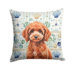 Miniature Red Poodle Coastal Sea Glass Throw Pillow Decorative Indoor Outdoor Accent Cushion for Couch, Bed or Patio, 18Hx18W (Option: Default)