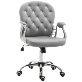 Ergonomic Office Chair, Comfortable Computer Desk Chair with Padded Seat and Adjustable Height, Tufted Back, Grey (Option: Grey)