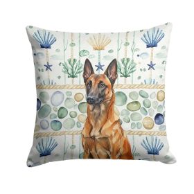 Mahogany Belgian Malinois Coastal Sea Glass Throw Pillow Decorative Indoor Outdoor Accent Cushion for Couch, Bed or Patio, 14Hx14W (Option: Default)