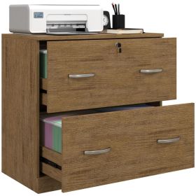 2 Drawer File Cabinet with Lock, Office Filing Cabinet, Hanging Bar for Letter Size, Home Office, Light Brown (Option: Light Brown)