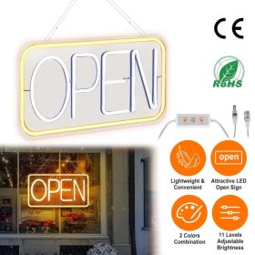 LED Open Sign 16.5x9.1in Business Neon Open Sign Advertisement Board with 11 Levels Adjustable Brightness (Option: White_Warm)