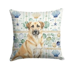 Anatolian Shepherd Dog Coastal Sea Glass Throw Pillow Decorative Indoor Outdoor Accent Cushion for Couch, Bed or Patio, 14Hx14W (Option: Default)